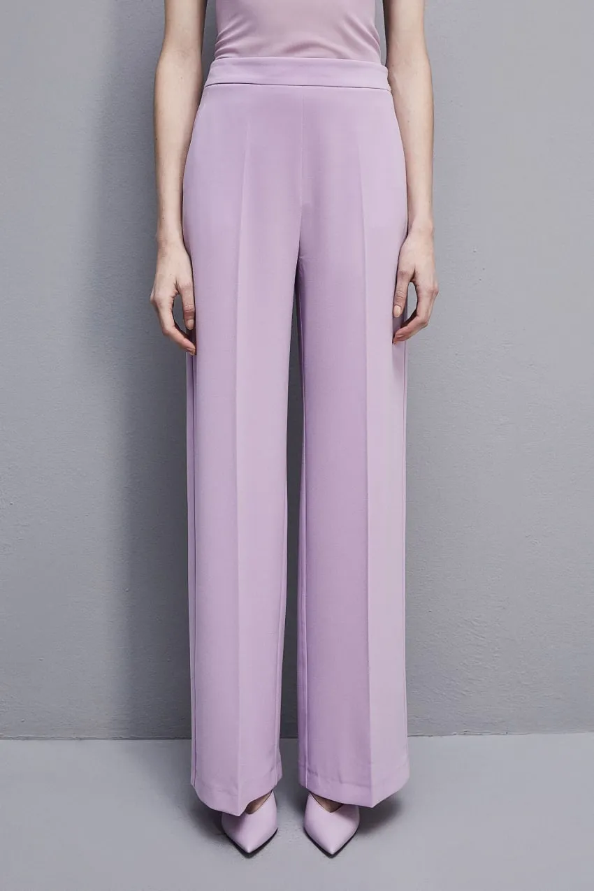 Iris Lilac Sablè crepe palazzo pants