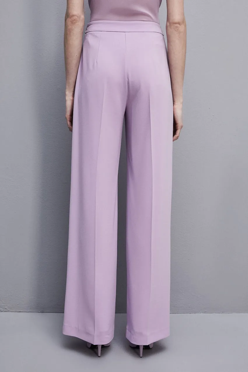 Iris Lilac Sablè crepe palazzo pants