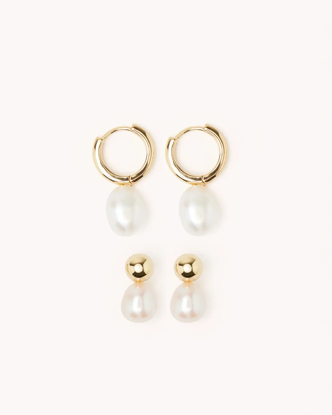 IVY EARRING 2 PACK - GOLD-PEARL