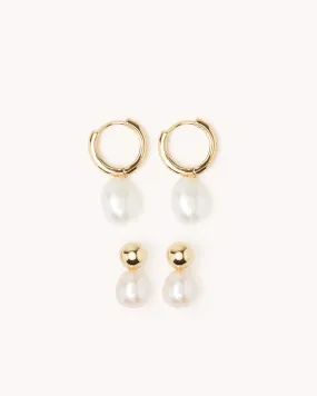 IVY EARRING 2 PACK - GOLD-PEARL