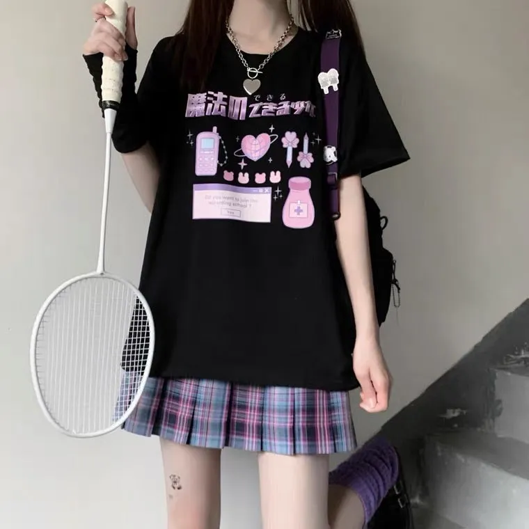 JAPANESE “MAGIC” PREPPY PRINT OVERSIZE T-SHIRT BY50044