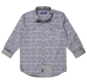 JDC Boy's Grey Printed Shirt