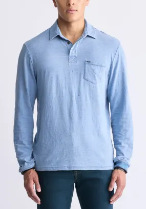 Kimmy Men's Long-Sleeve Polo with Pocket, Blue - BM24492