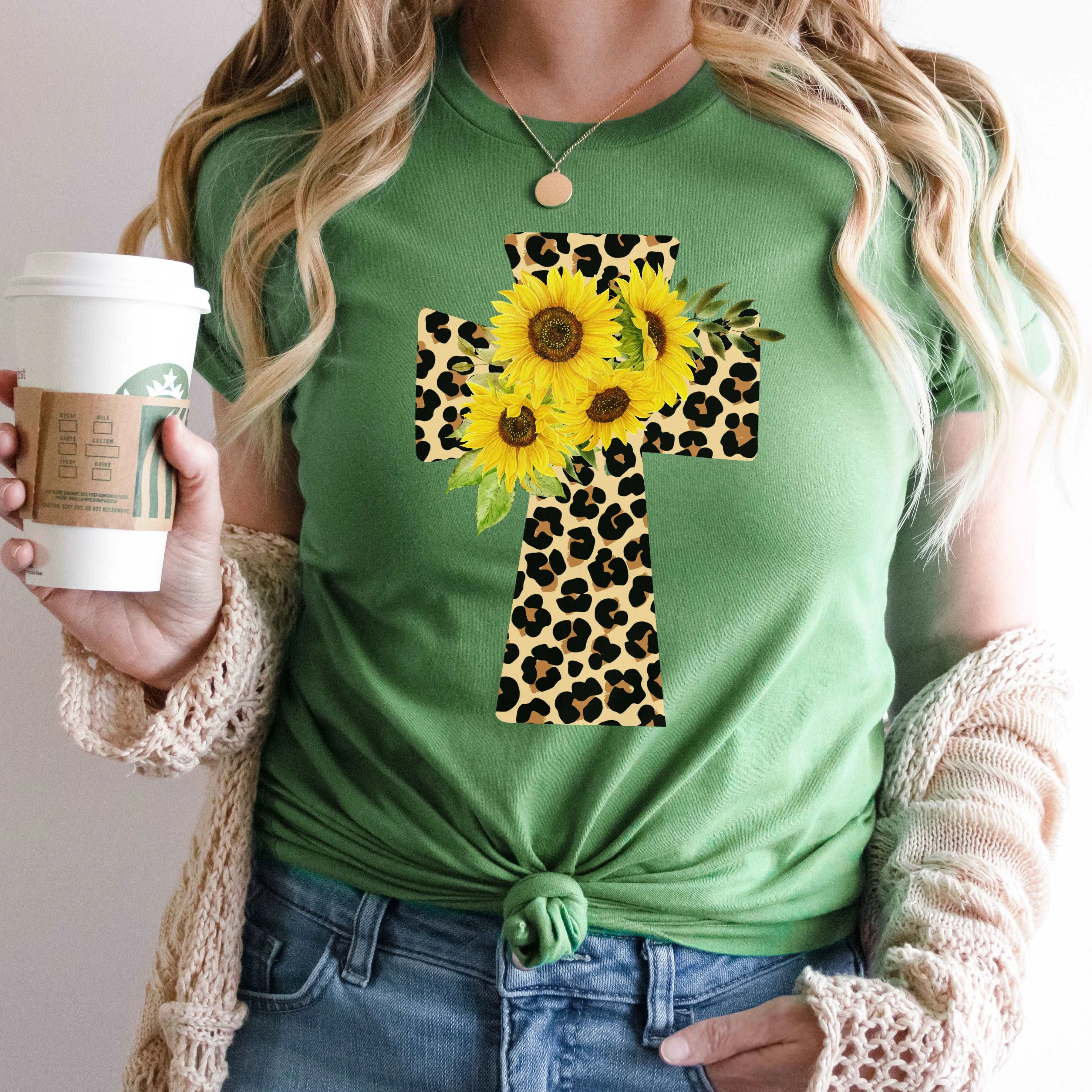 Leopard & Sunflower Cross