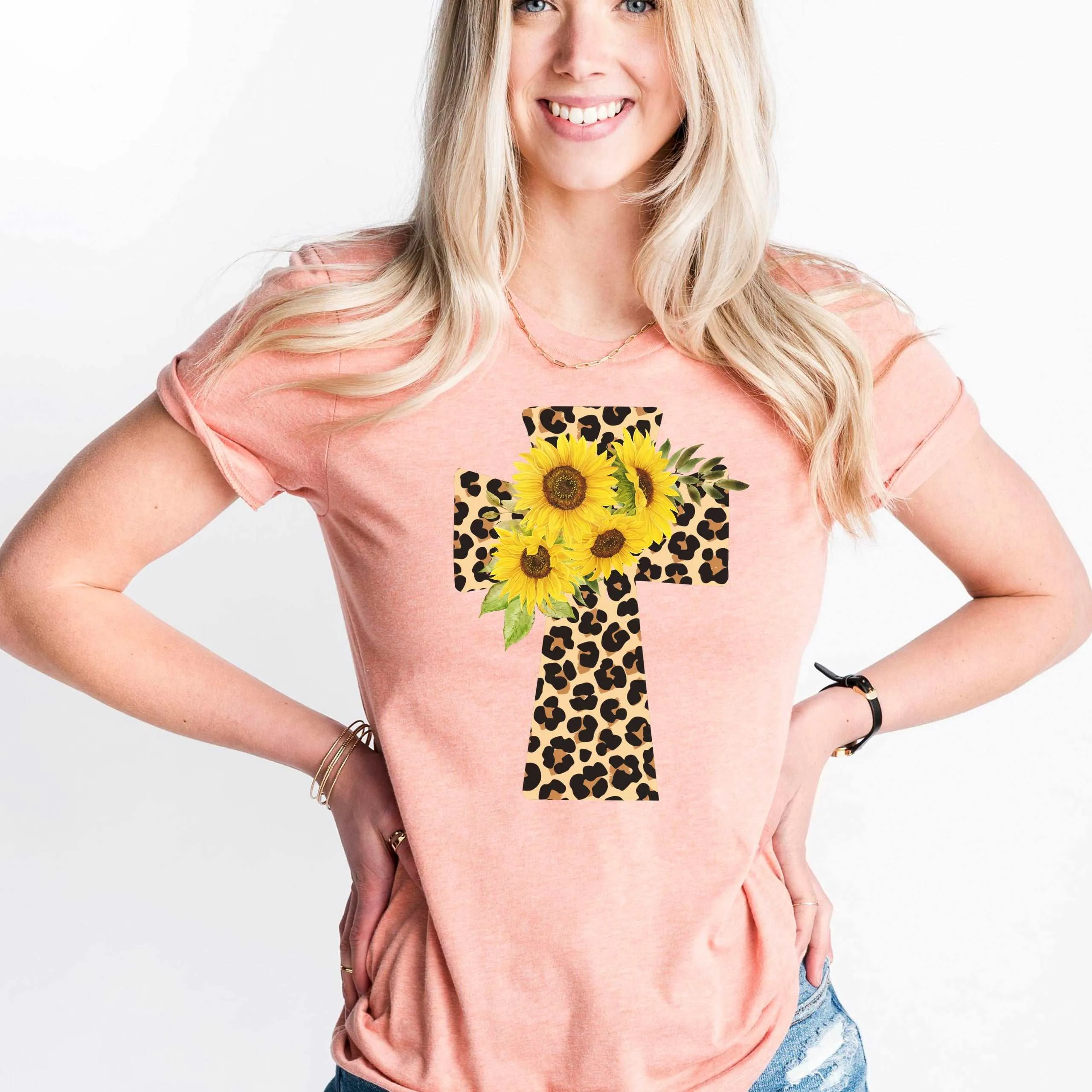 Leopard & Sunflower Cross