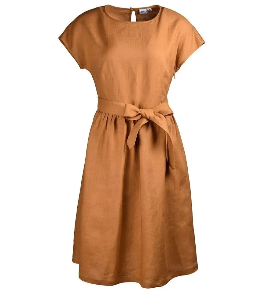 Linen Dress Amy Mustard