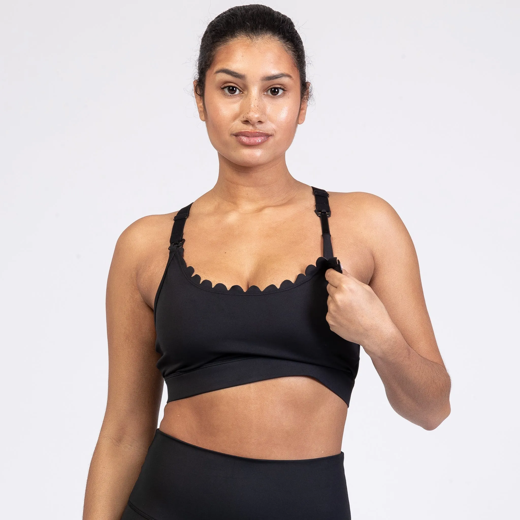 Lucie - HIIT Scalloped High Impact Nursing Sports Bra (Noir)