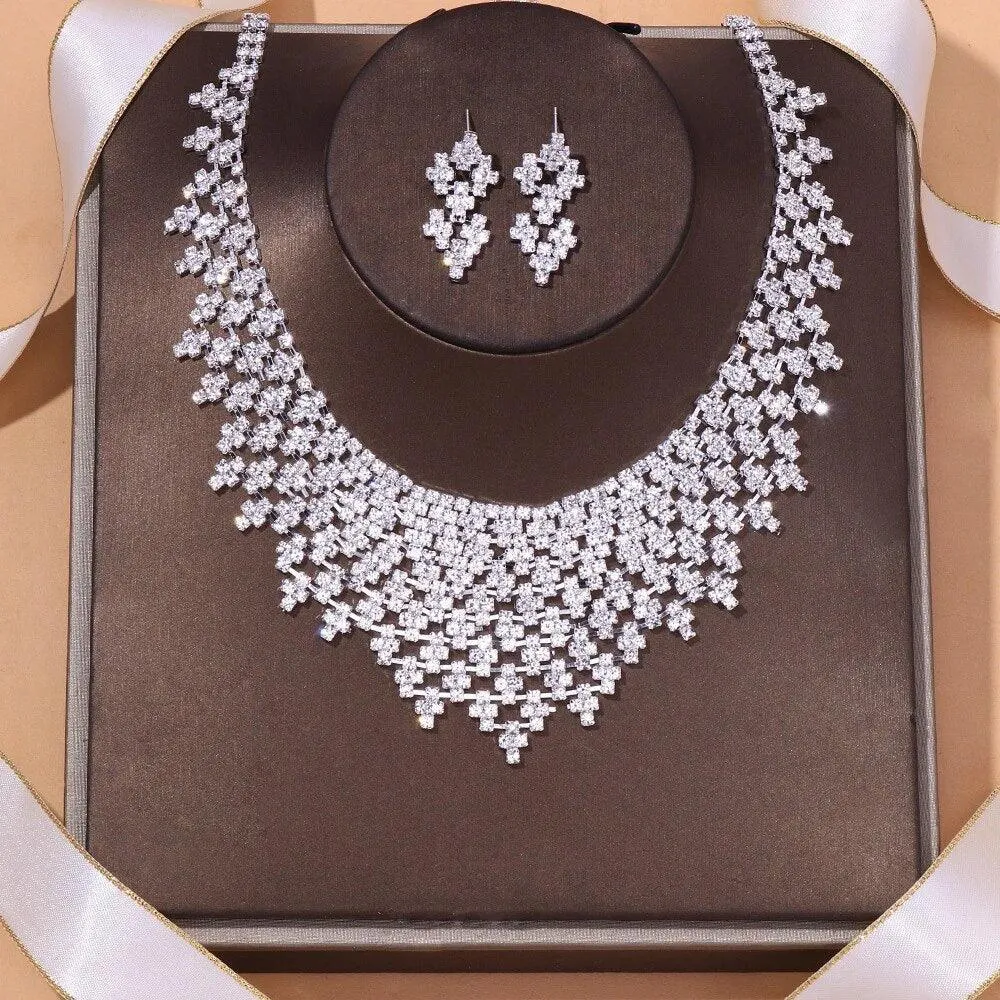 MAC128  Stylish Rhinestone Tassel Jewelry Set