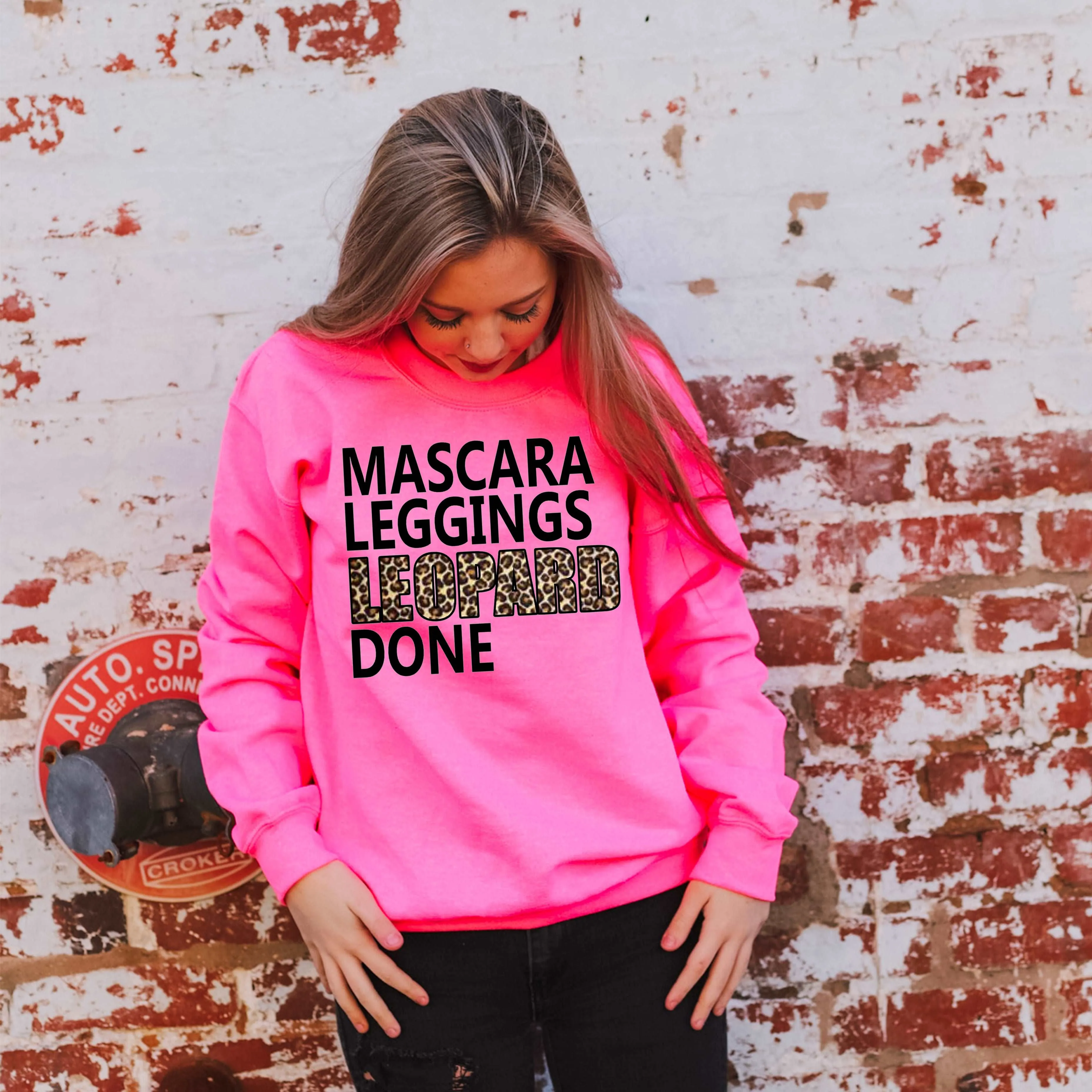 Mascara Leggings Leopard Done Sweatshirt - Bright Pink