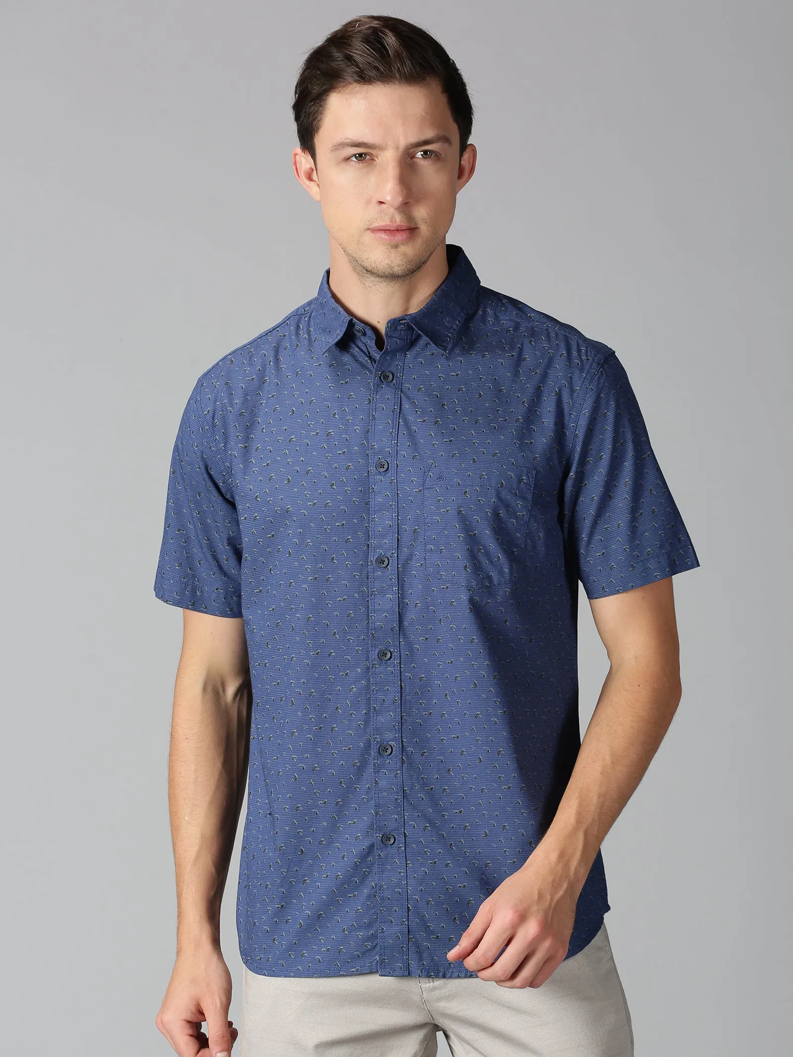 MEN'S BLUE PRINT SLIM FIT SHIRT