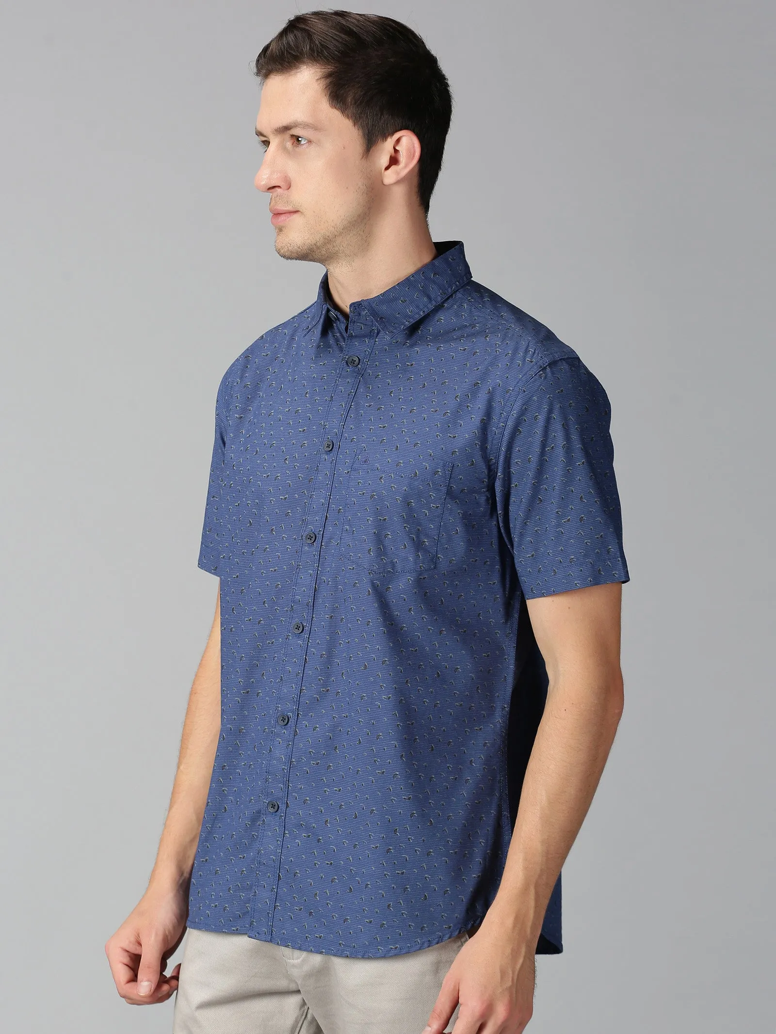 MEN'S BLUE PRINT SLIM FIT SHIRT