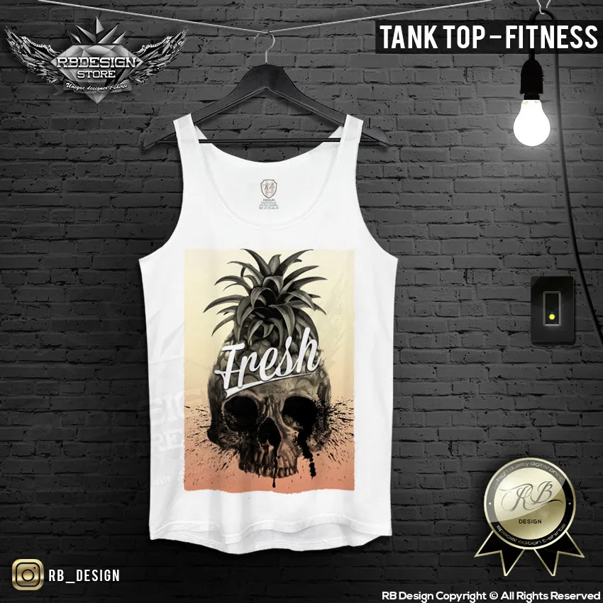 Men's Pineapple Skull T-shirt Summer Fresh Slogan Tank Top MD486