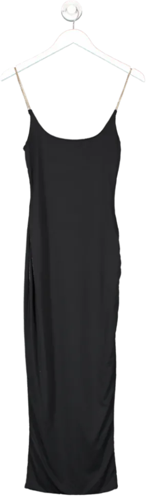 Meshki Black Slinky Chain Strap Midi Dress UK S