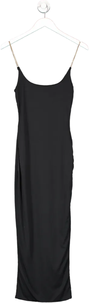 Meshki Black Slinky Chain Strap Midi Dress UK S