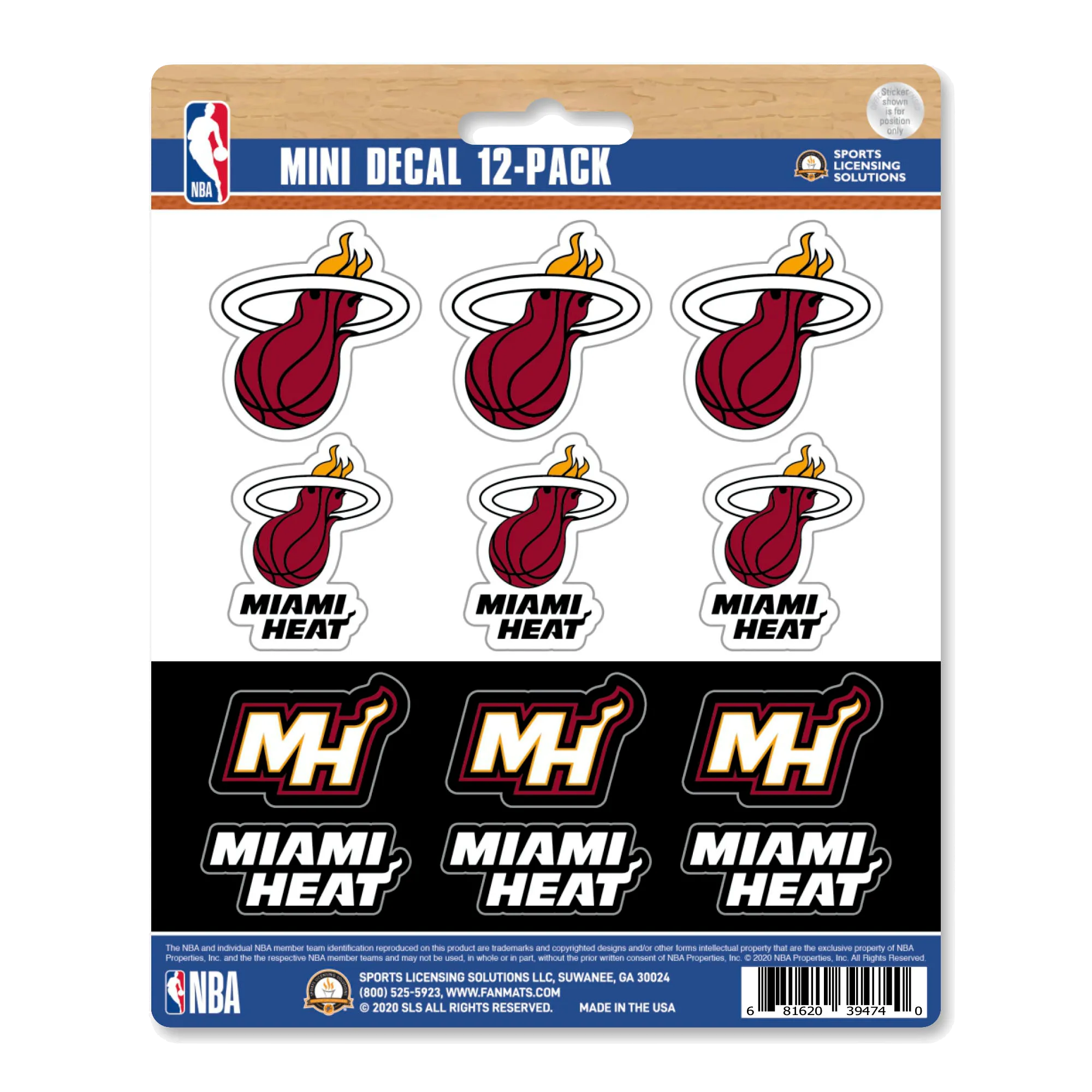 Miami HEAT Logo Mini Decals 12 Pack