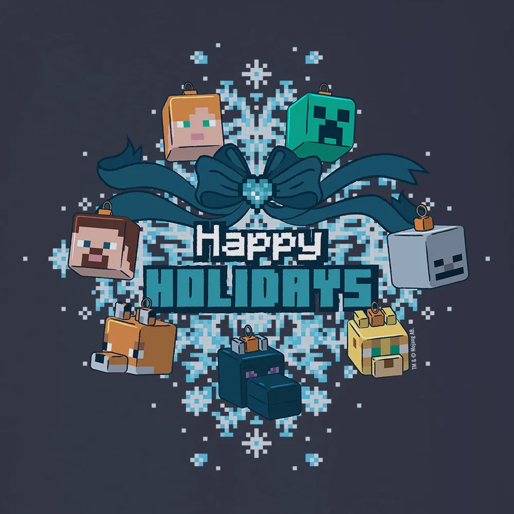 Minecraft Happy Holidays Adult Long Sleeve T-Shirt