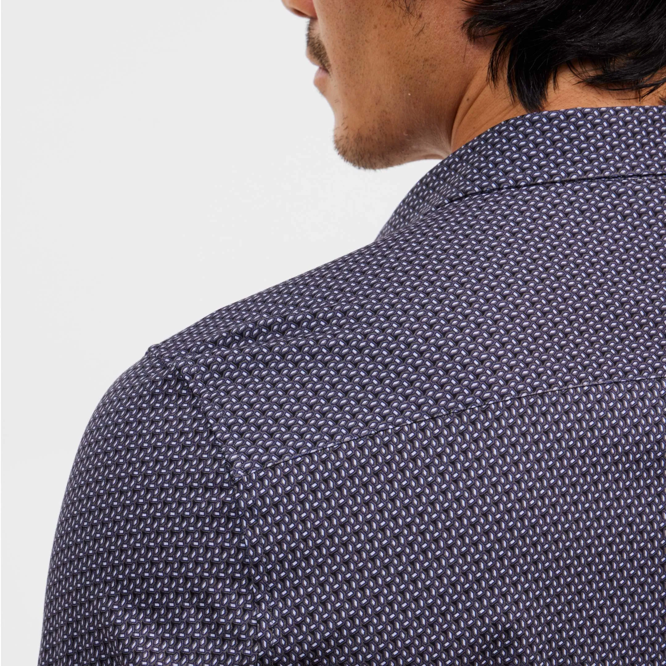 Navy Print Mélange Performance Stretch Shirt