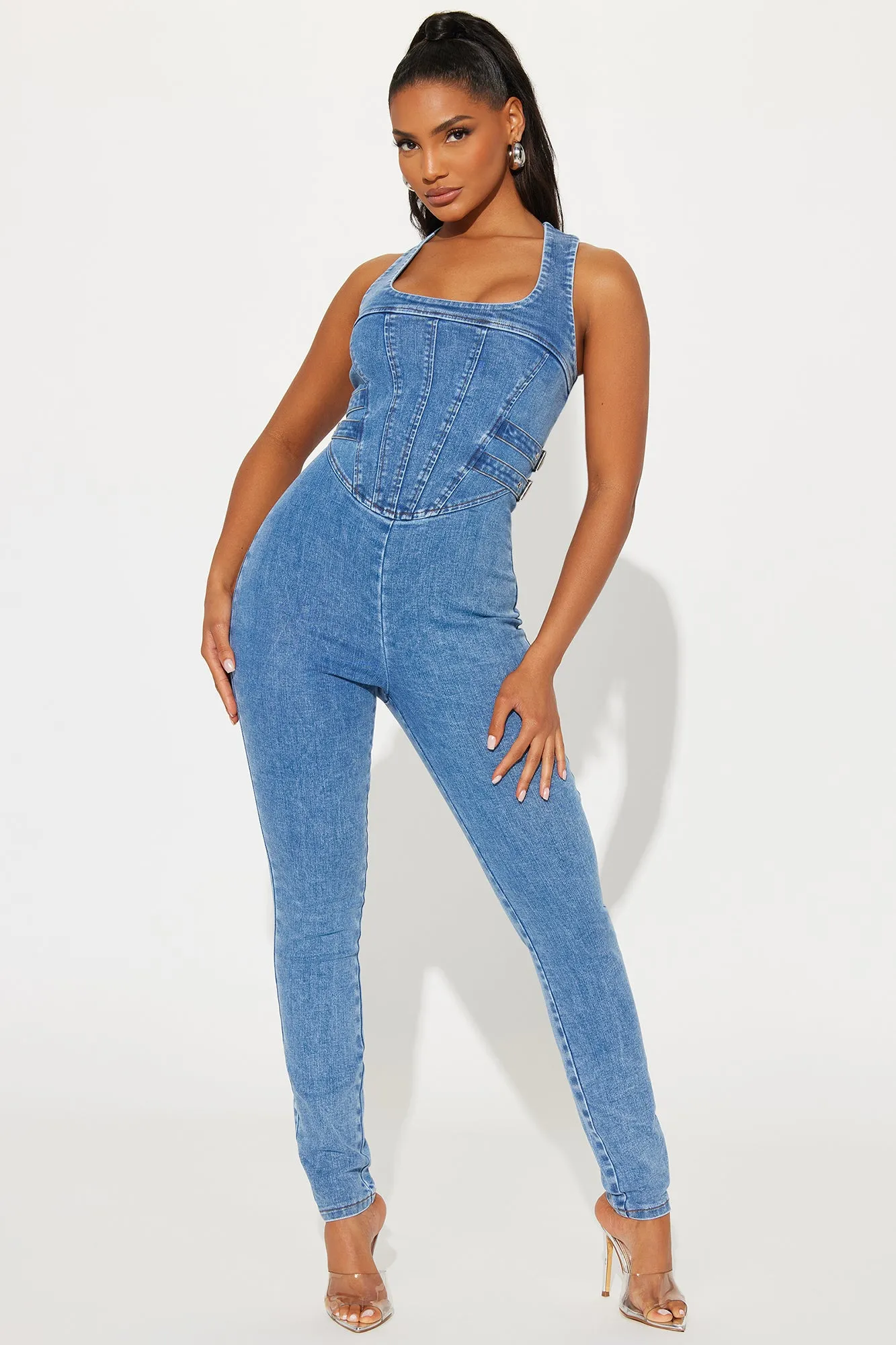 Only A Moment Denim Jumpsuit - Medium Wash