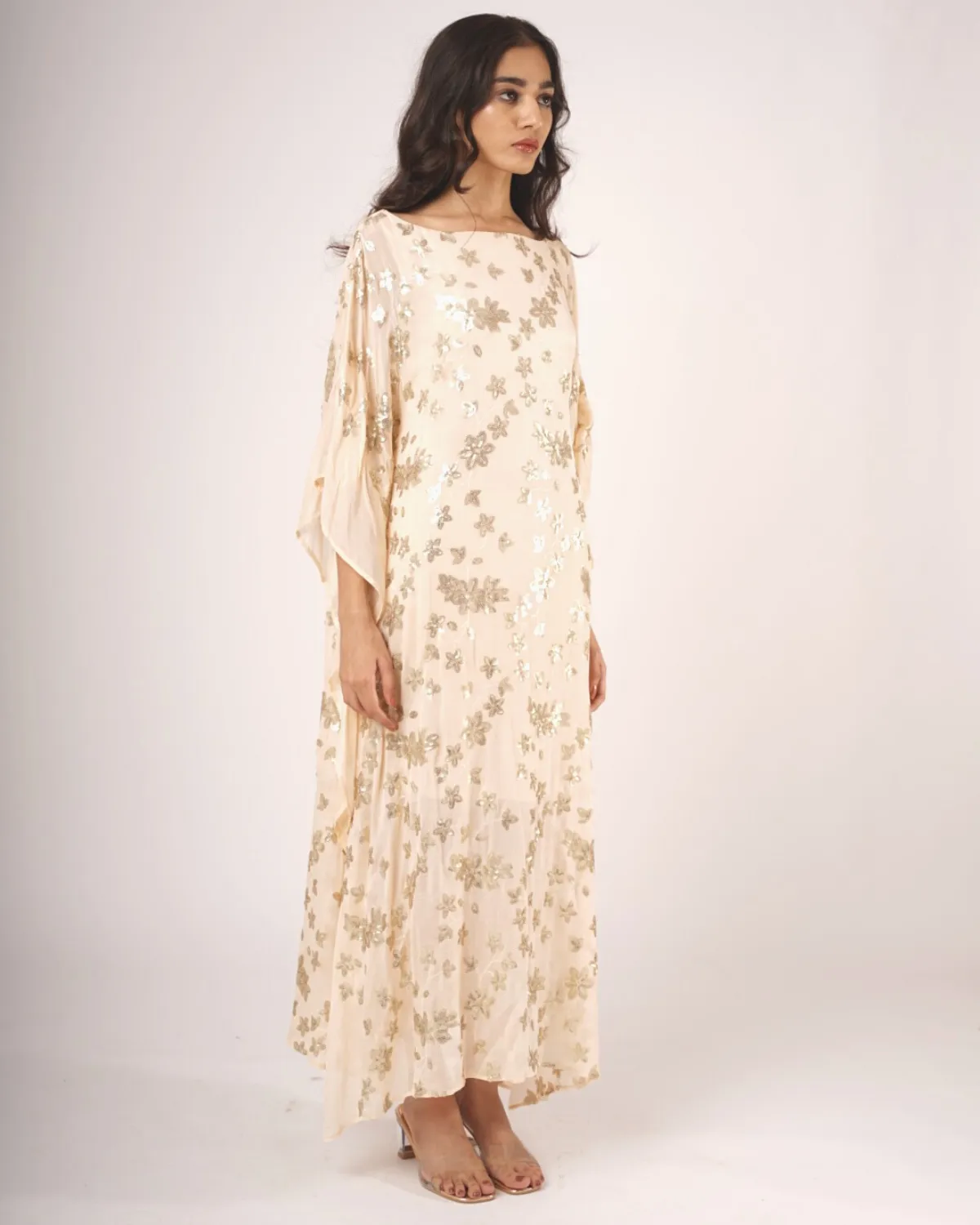 Peach Sequins Kaftan