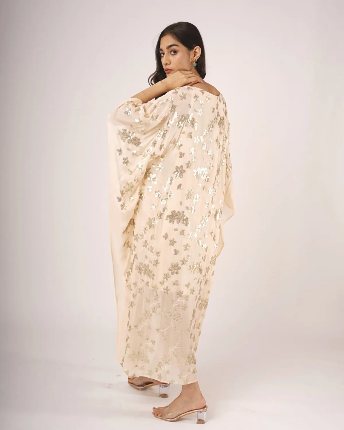 Peach Sequins Kaftan