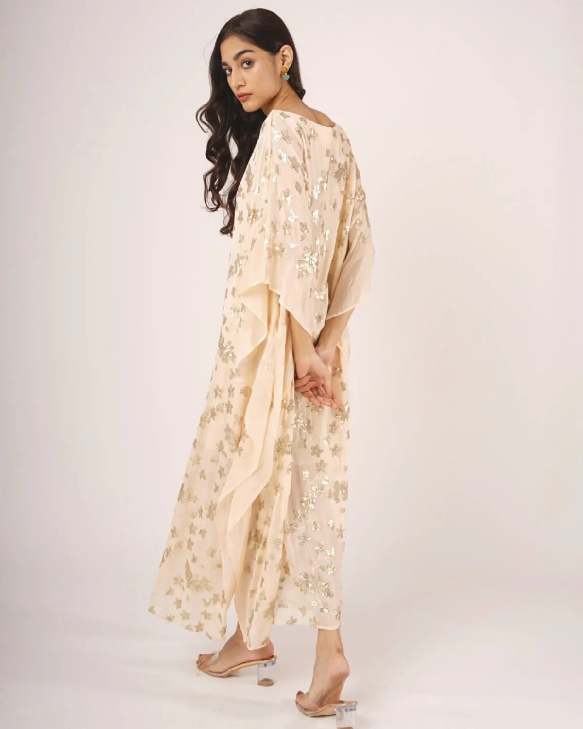 Peach Sequins Kaftan