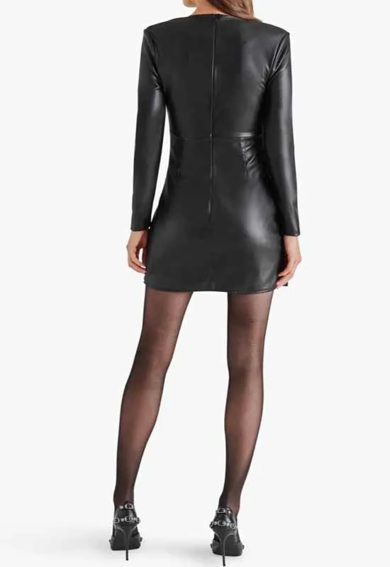 Steve Madden - Sandy Long Sleeve Faux Leather Dress Black