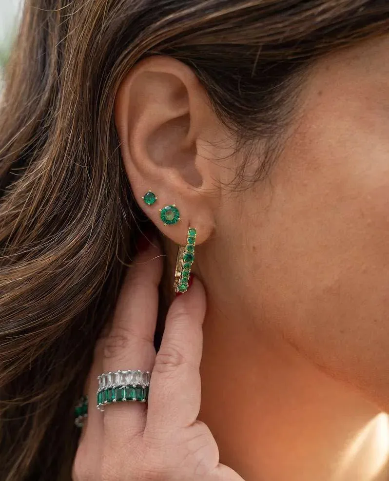 Tennis Earrings With Colored Zircons / white