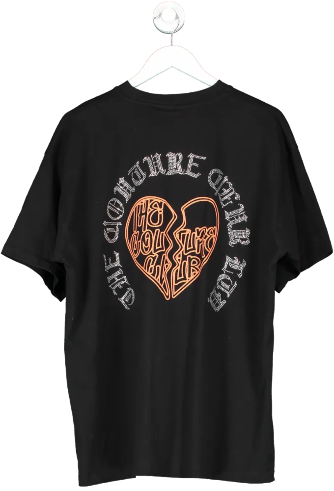 The Couture Club Black Rhinestone Graphic T Shirt UK M