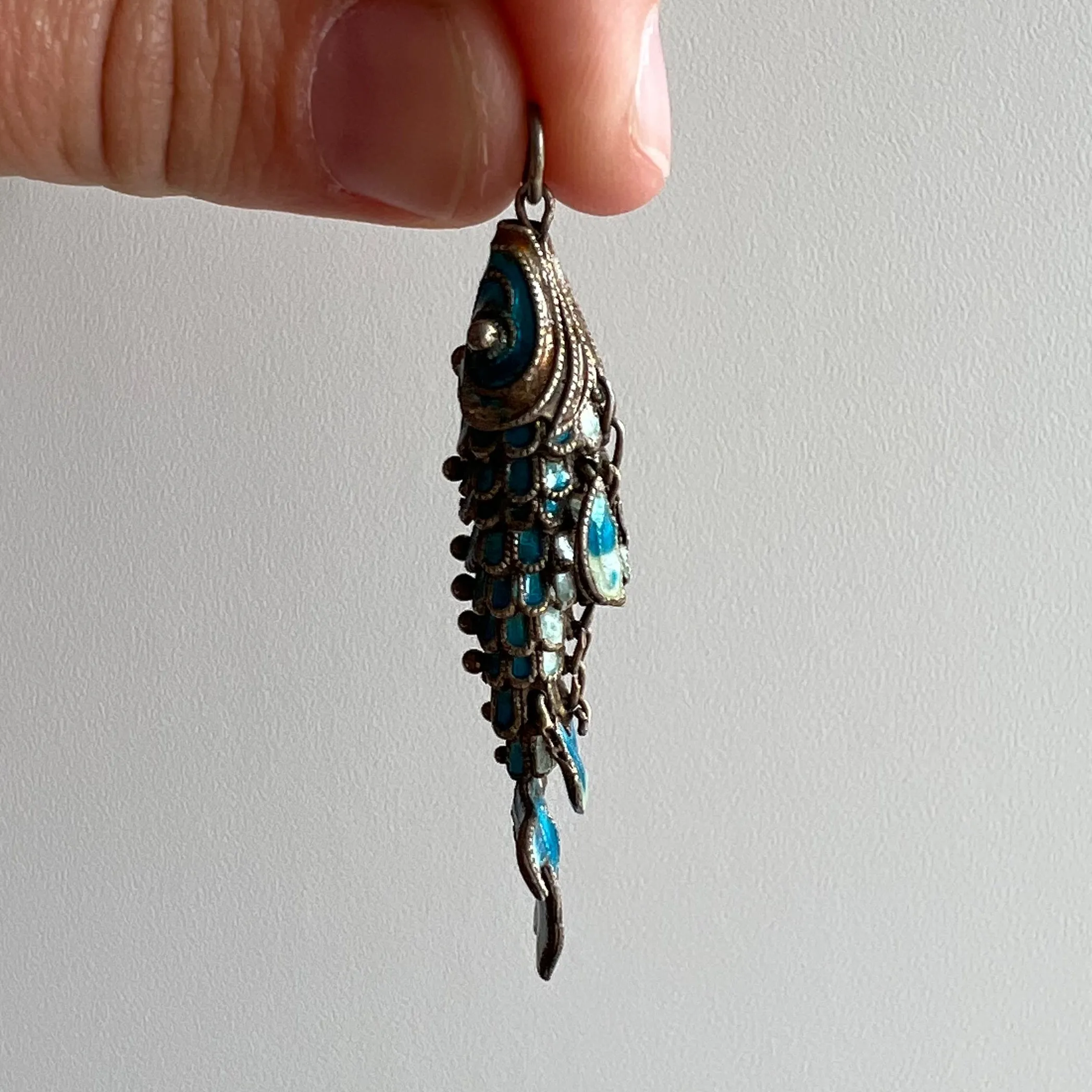 V I N T A G E // fish elegance / gold vermeil aqua enameled articulated fish / a pendant