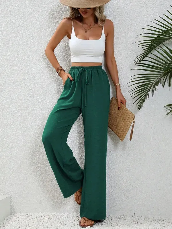 Wide Leg Pull-On Pant (Green)