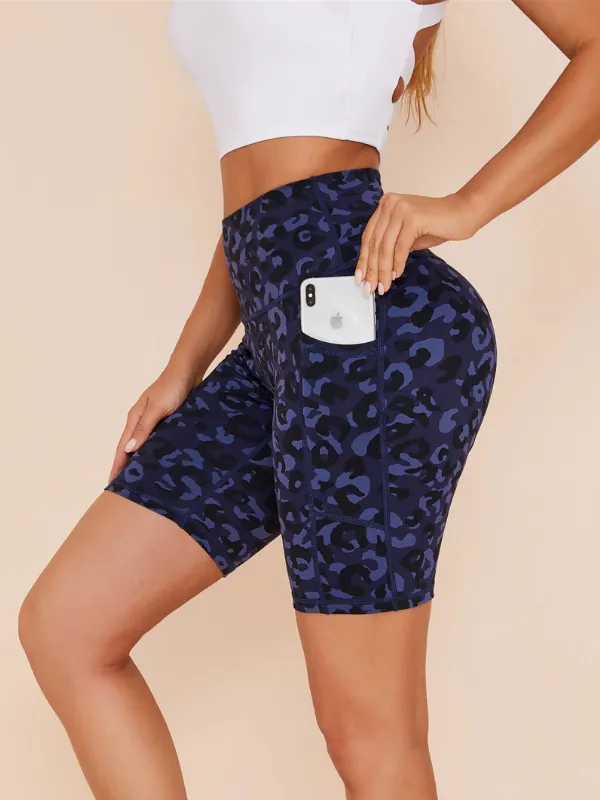 ZASUWA Female Cross Back Printed High Waist Pocket Short Tracksuit